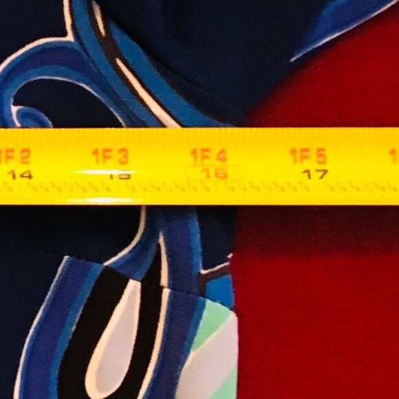 Drop Waist Dress Blue White Green Swirls ¾ Sleeves Stretch Ali Ro Women’s Size 2 - Picture 11 of 16